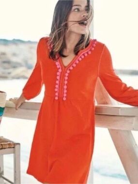 Boden | Coral Pom Pom Beach Costal Grandma Preppy Dress Size 4